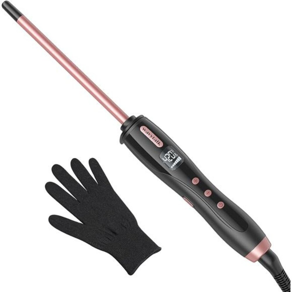 3/8 Inch Small Curling Iron Wand for Short & Long Hair, Ceramic Barrel
